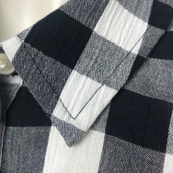 Madewell Black/White Gingham Peplum Short Sleeve Button Down Shirt Size S - Picture 10 of 13